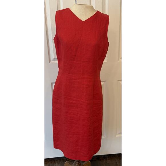 Talbots Dresses & Skirts - Talbots Dress Sz 8 Dark Coral 100% Irish Linen Sleeveless Closet Staple Spring